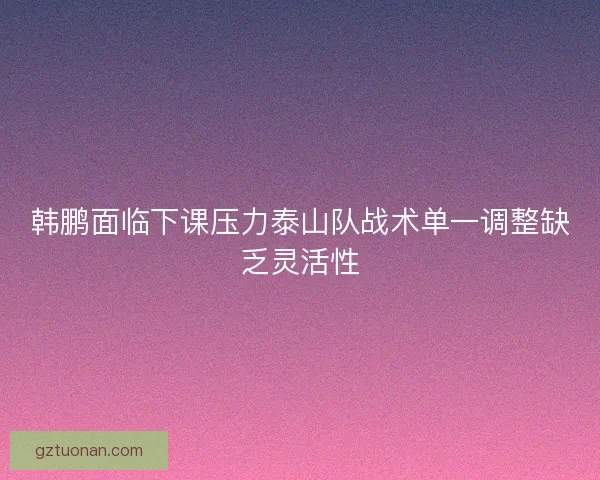 韩鹏面临下课压力泰山队战术单一调整缺乏灵活性