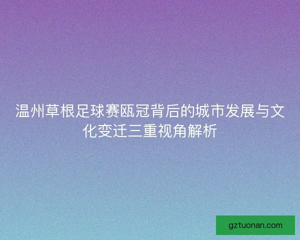 温州草根足球赛瓯冠背后的城市发展与文化变迁三重视角解析